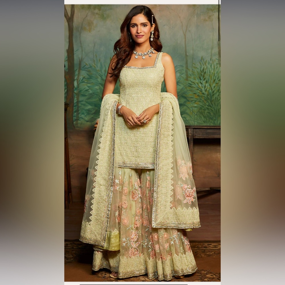 Elegant Embroidered Gharara Suit
